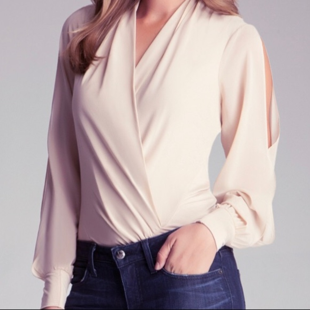 BEBE wrap long sleeve bodysuit